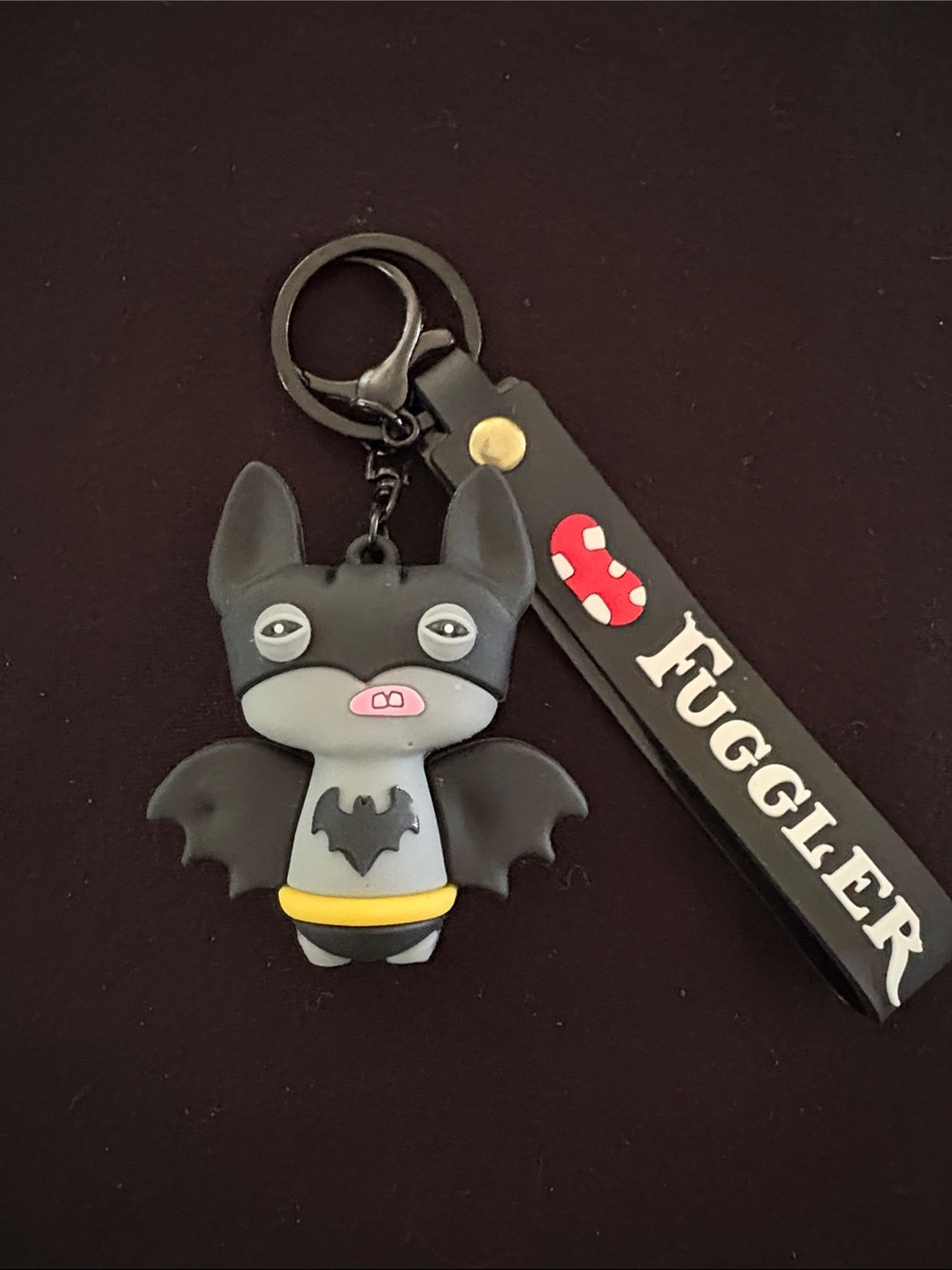 Black Batman Fuggler Keychain Bag Charm With Strap